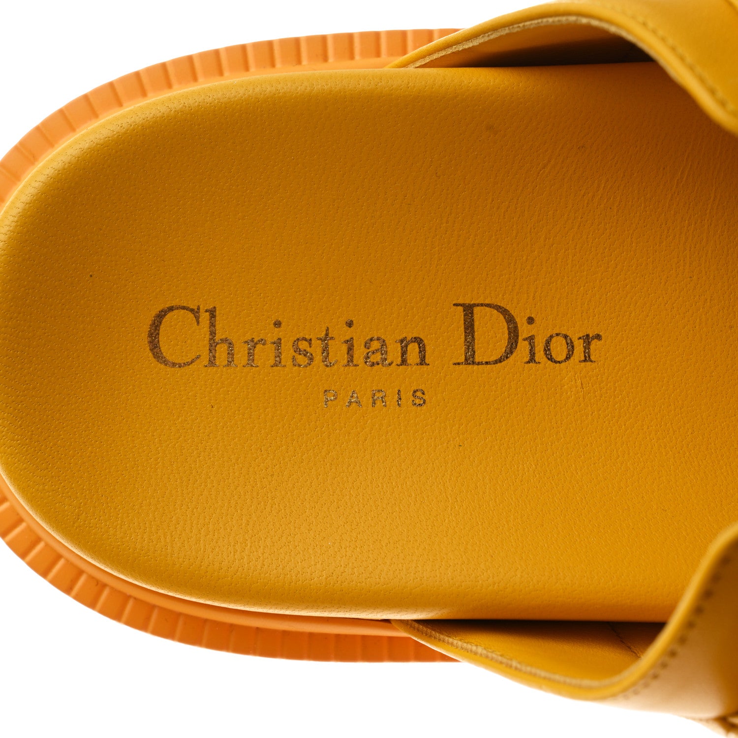 Christian Dior Lambskin Dioract 10mm Slide Sandals 39 Amber Yellow 7 of 8