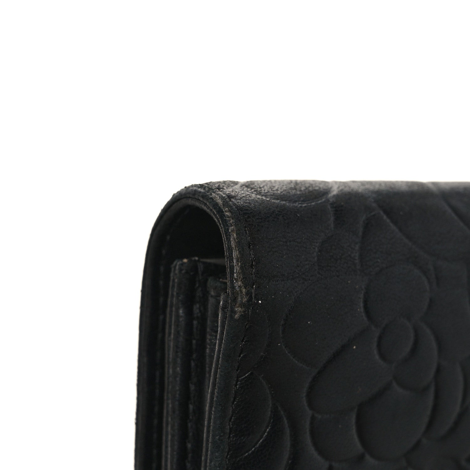 Chanel Lambskin Camellia Embossed Large Flap Wallet Black 10 of 11