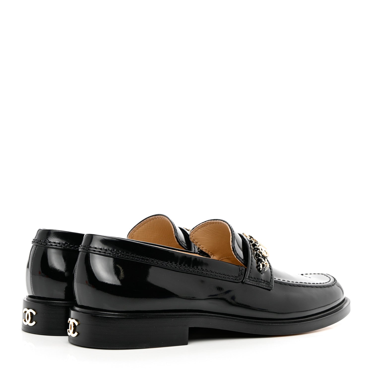 Chanel Shiny Calfskin Logo Loafers 42 Black 4 of 9