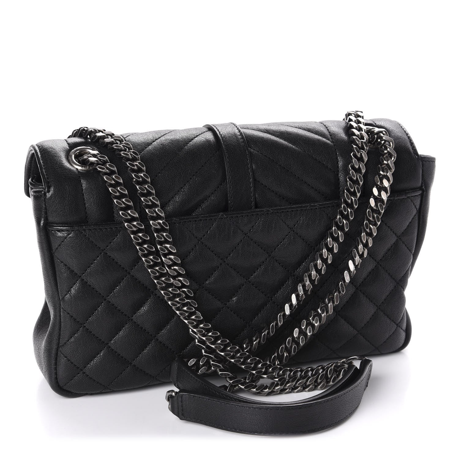 Saint Laurent Sheepskin Tri-Quilt Monogram Medium College Bag Black 3 of 11