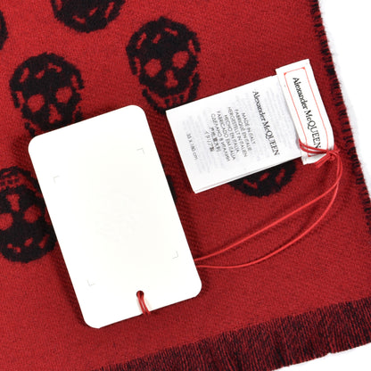 Alexander McQueen Wool Reversible Upside Down Skull Scarf Black Red 5 of 5