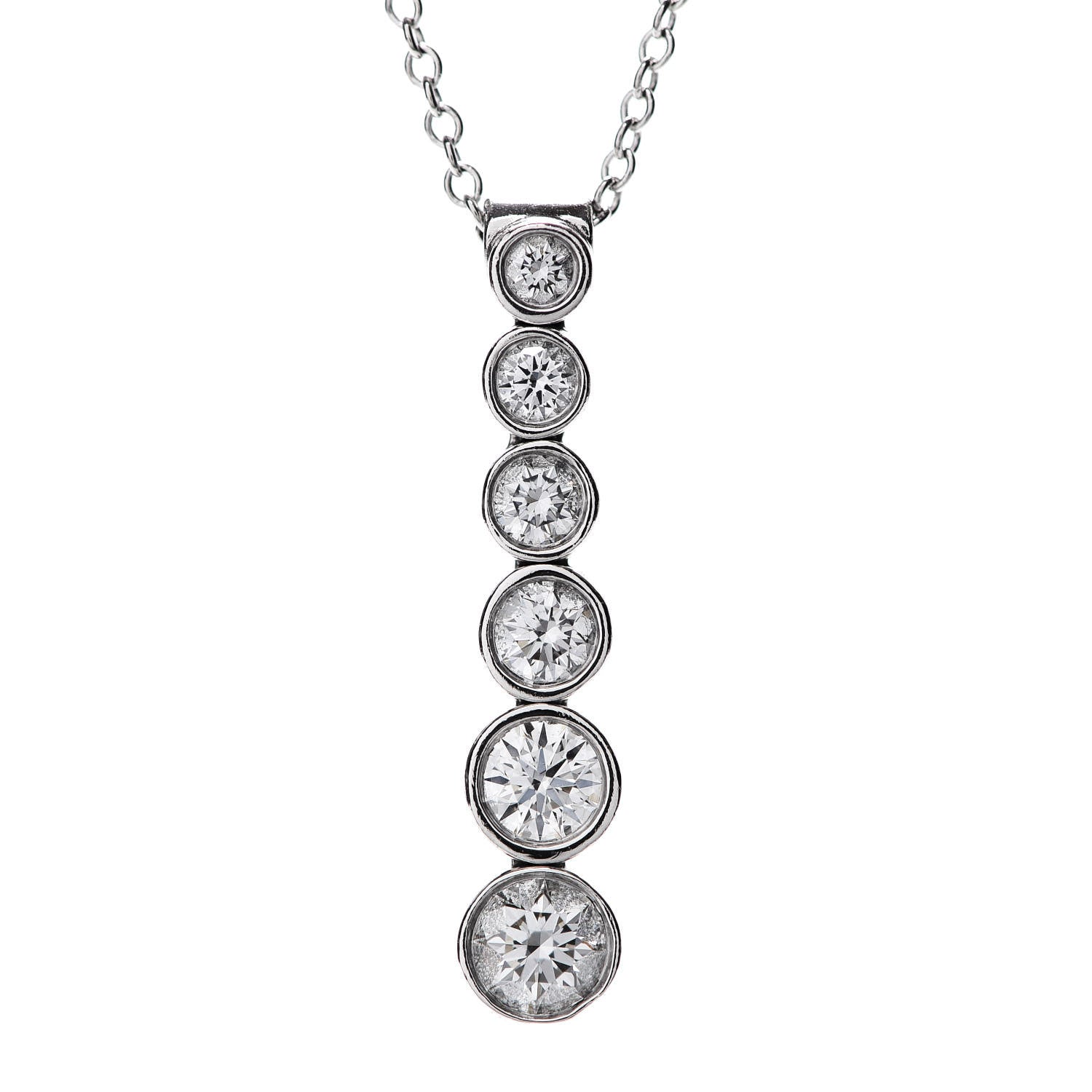 Tiffany Platinum Diamond Jazz Graduated Drop Pendant Necklace 8 of 8