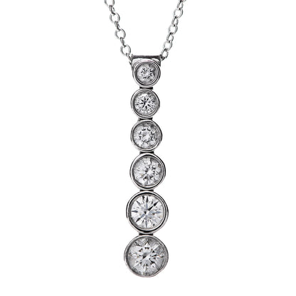 Tiffany Platinum Diamond Jazz Graduated Drop Pendant Necklace 8 of 8