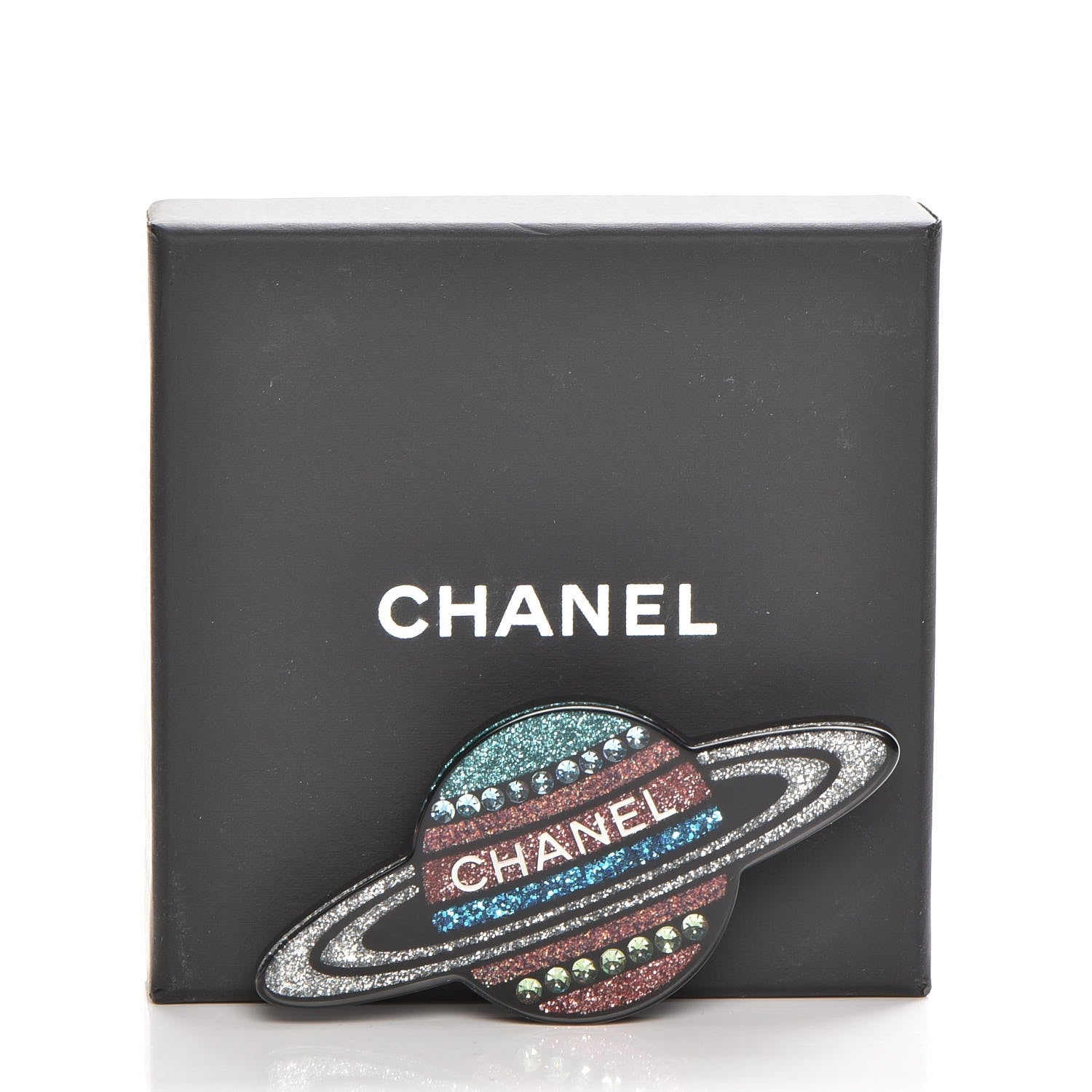 Chanel Glittered Resin Strass Planet Brooch Silver Blue Pink 5 of 5