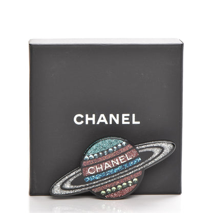 Chanel Glittered Resin Strass Planet Brooch Silver Blue Pink 5 of 5
