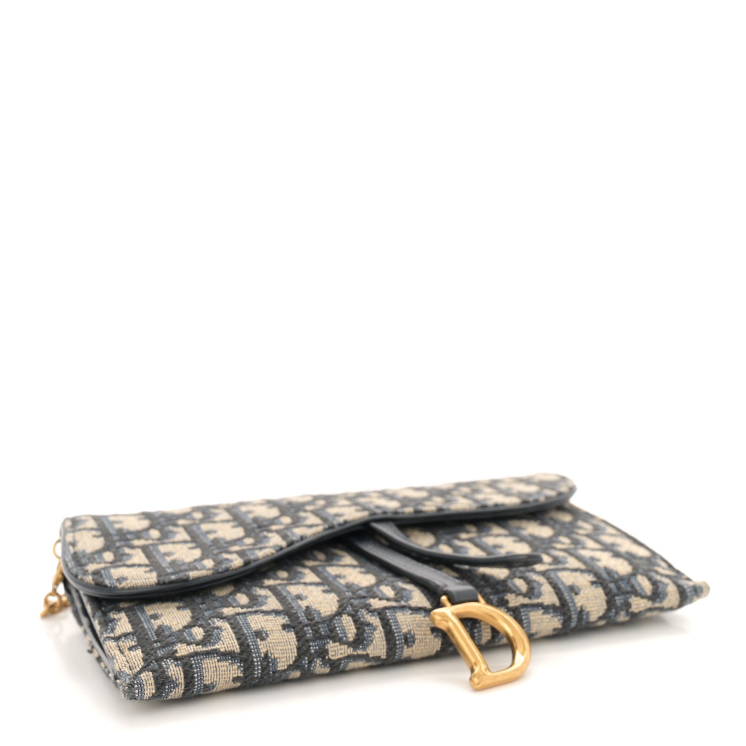 Christian Dior Oblique Saddle Chain Long Wallet Blue 5 of 14