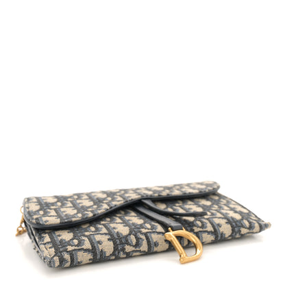 Christian Dior Oblique Saddle Chain Long Wallet Blue 5 of 14