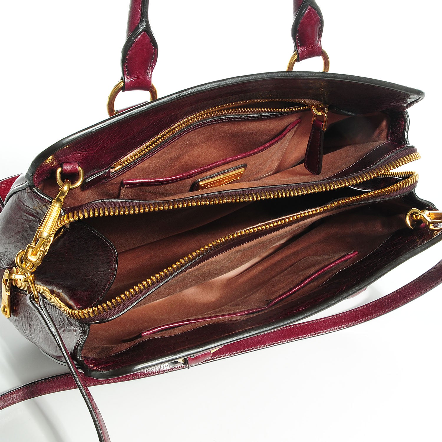 Miu Miu Vitello Shine Madras Tote Rubino 5 of 10