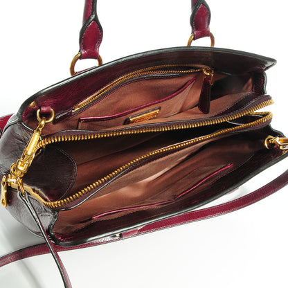Miu Miu Vitello Shine Madras Tote Rubino 5 of 10