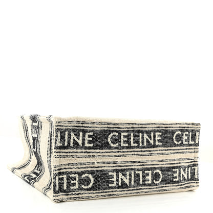 Celine Jacquard Striped Large Cabas Thais White Black 4 of 10