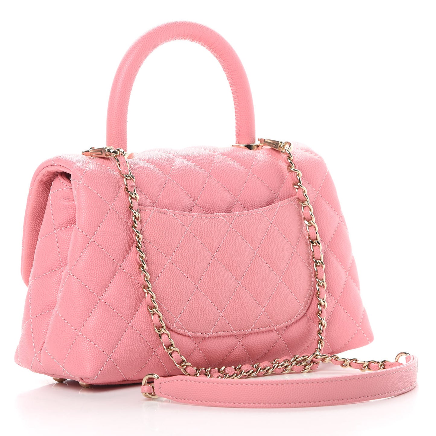 Caviar Quilted Mini Coco Handle Flap Pink