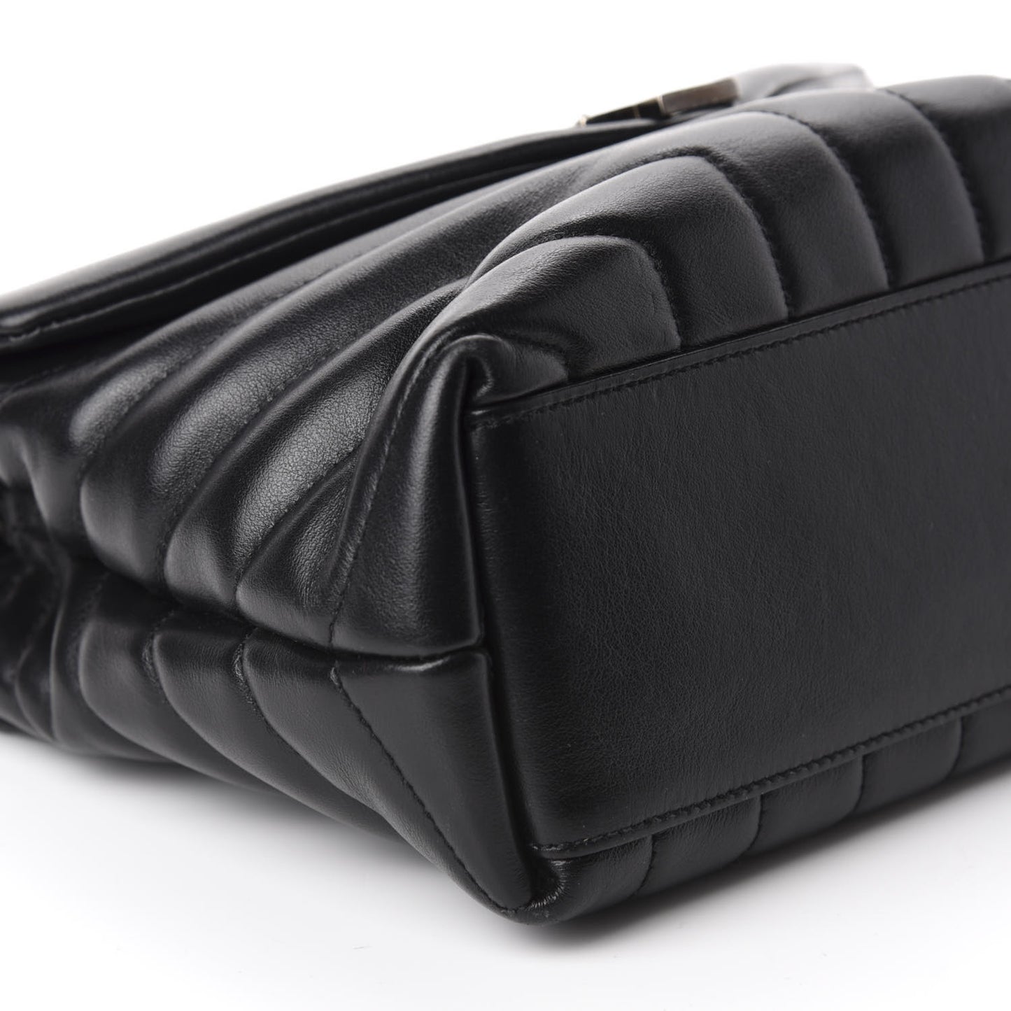 Calfskin Y Quilted Monogram Small Charm Loulou Chain Satchel Black