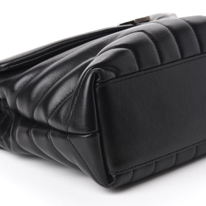 Saint Laurent Calfskin Y Quilted Monogram Small Charm Loulou Chain Satchel Black 6 of 11