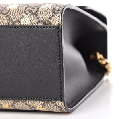 Gucci GG Supreme Monogram Bees Medium Padlock Shoulder Bag Beige Oro Black 10 of 12