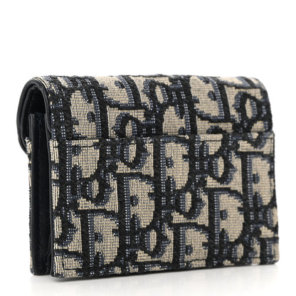 Christian Dior Oblique Saddle Card Holder Blue 3 of 9