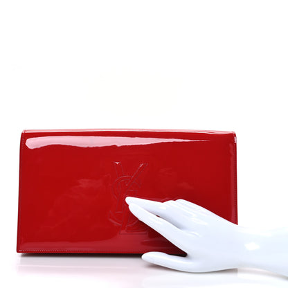 Saint Laurent Patent Monogram Large Belle De Jour Clutch Red 2 of 8