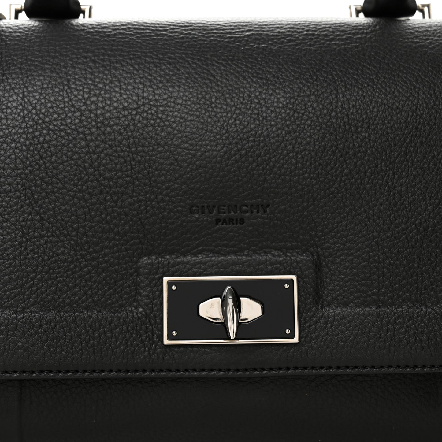 Grained Calfskin Mini Shark Lock Satchel Black