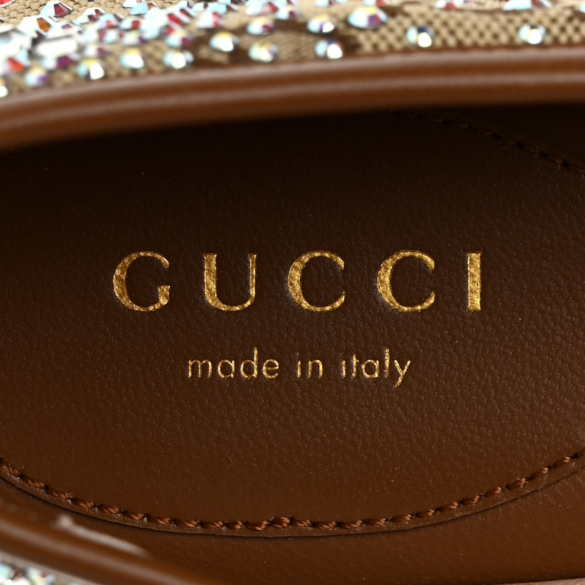 Gucci GG Monogram Crystal Horsebit Bow Ballet Flats 37 Beige Ebony Sundial 8 of 9