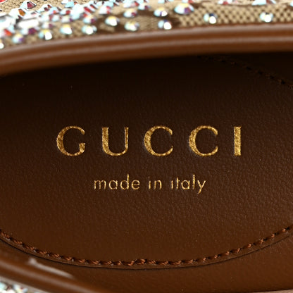 Gucci GG Monogram Crystal Horsebit Bow Ballet Flats 37 Beige Ebony Sundial 8 of 9
