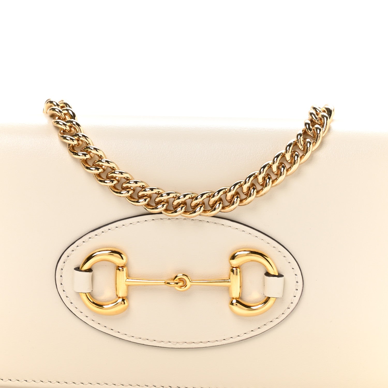 Gucci Boarded Plutone Calfskin Horsebit 1955 Wallet On Chain Mystic White 8 of 11