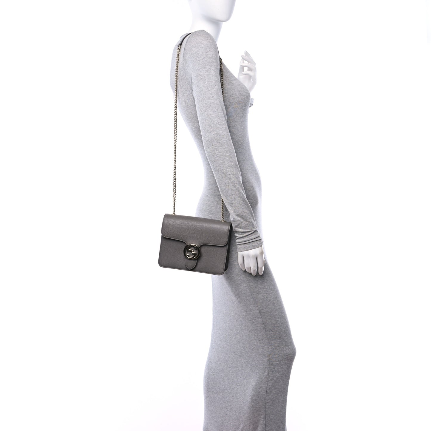 Dollar Calfskin Small Interlocking G Shoulder Bag Loess