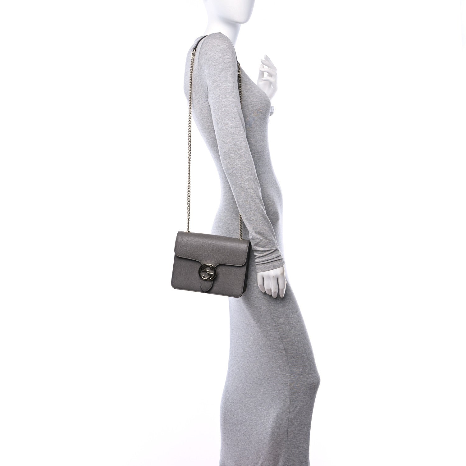 Gucci Dollar Calfskin Small Interlocking G Shoulder Bag Loess 3 of 10