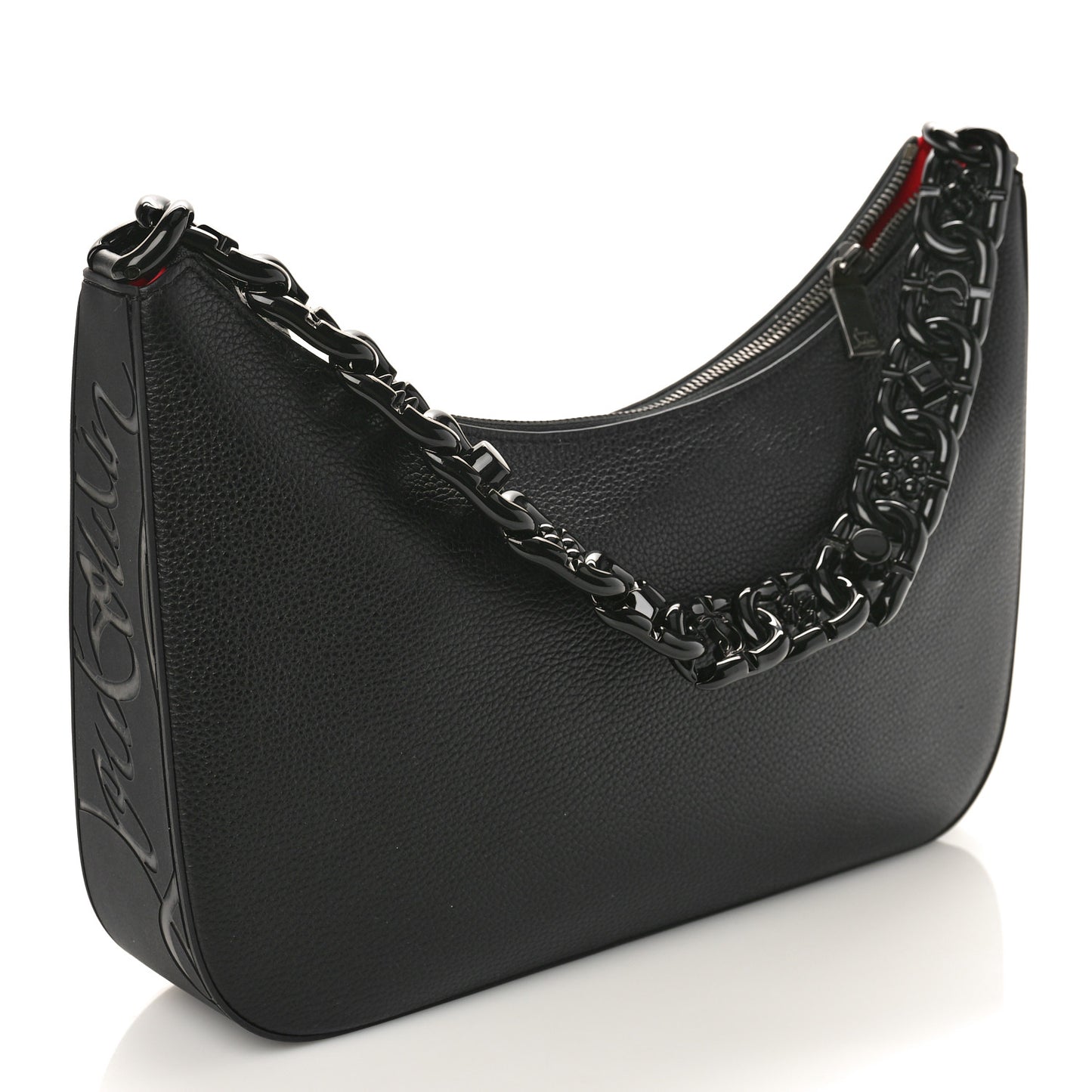 Calfskin Large Loubila Chain Shoulder Bag Black