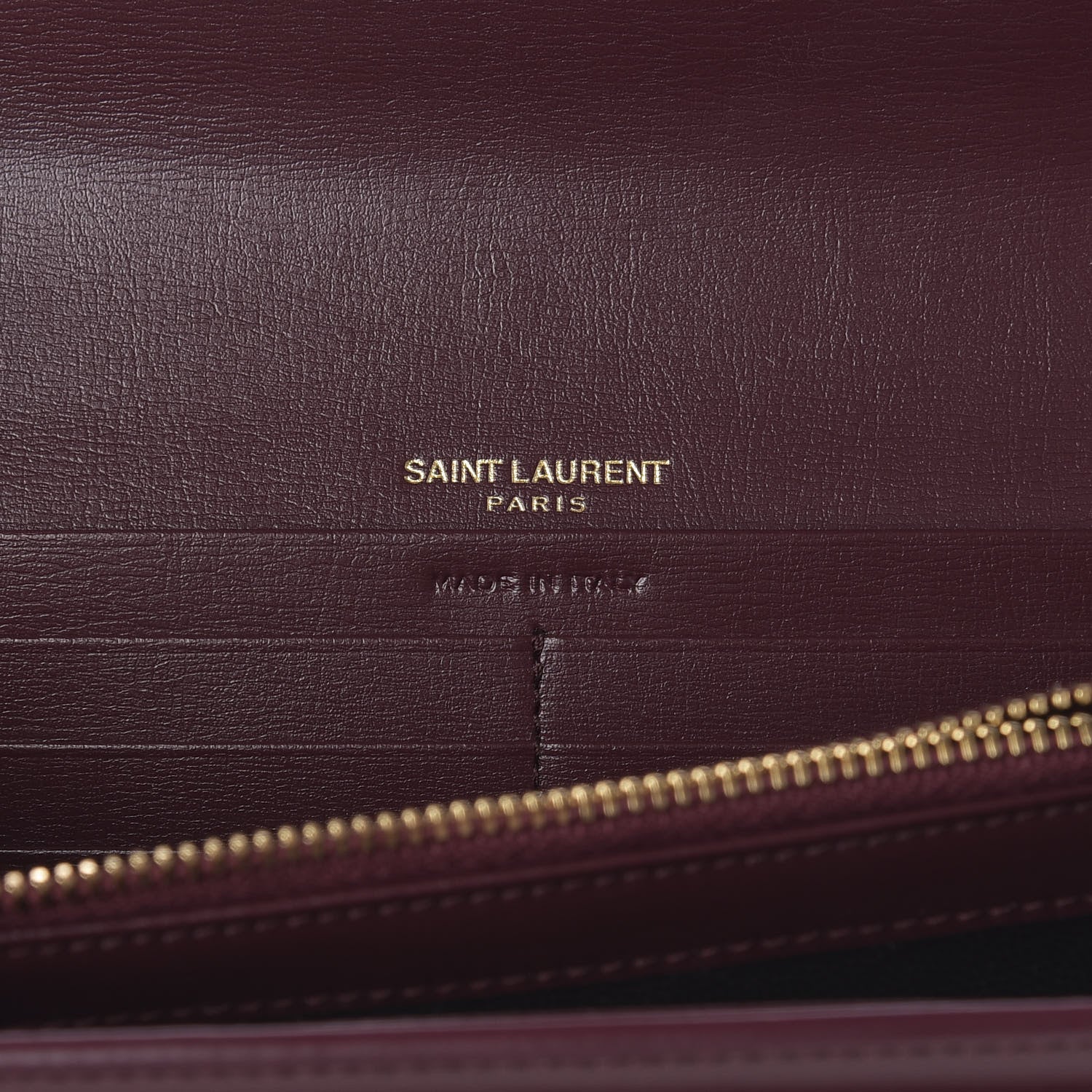 Saint Laurent Calfskin Bellechasse Flap Clutch Burgundy 6 of 8
