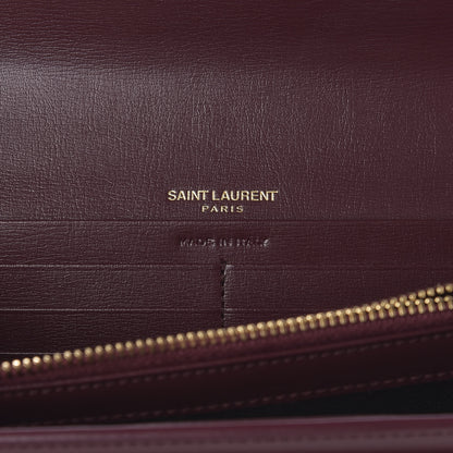 Saint Laurent Calfskin Bellechasse Flap Clutch Burgundy 6 of 8