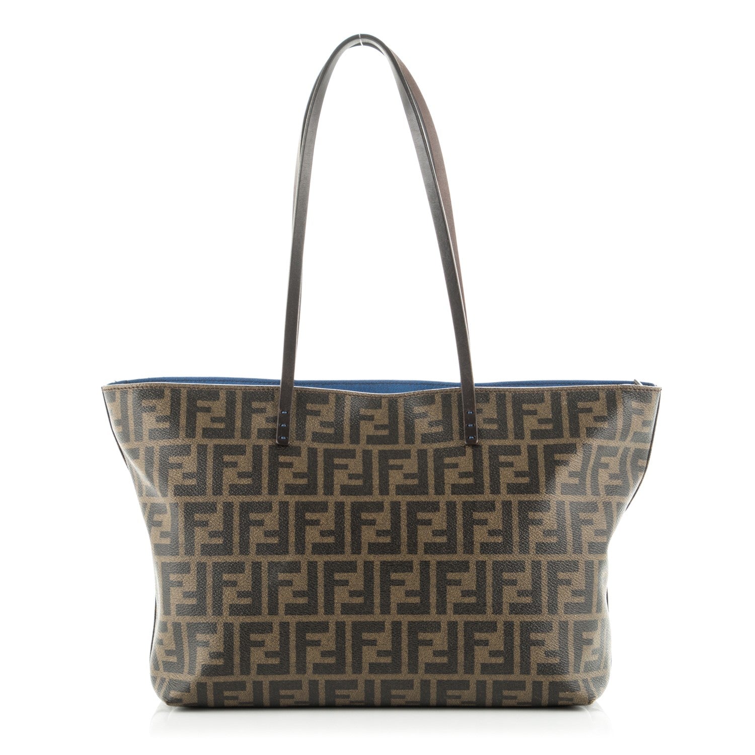 Fendi Zucca Spalmati Small Roll Tote Tobacco Blue 1 of 8