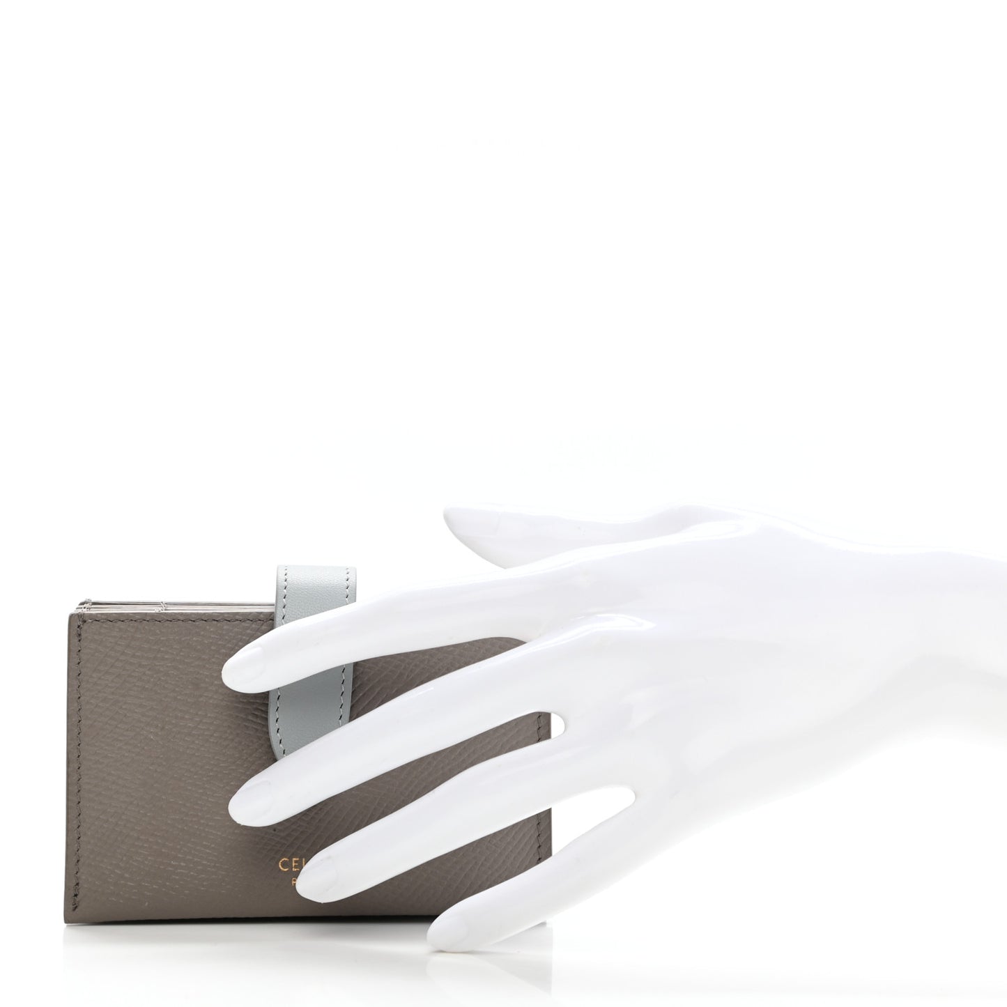 Grained Calfskin Accordion Card Holder Grey