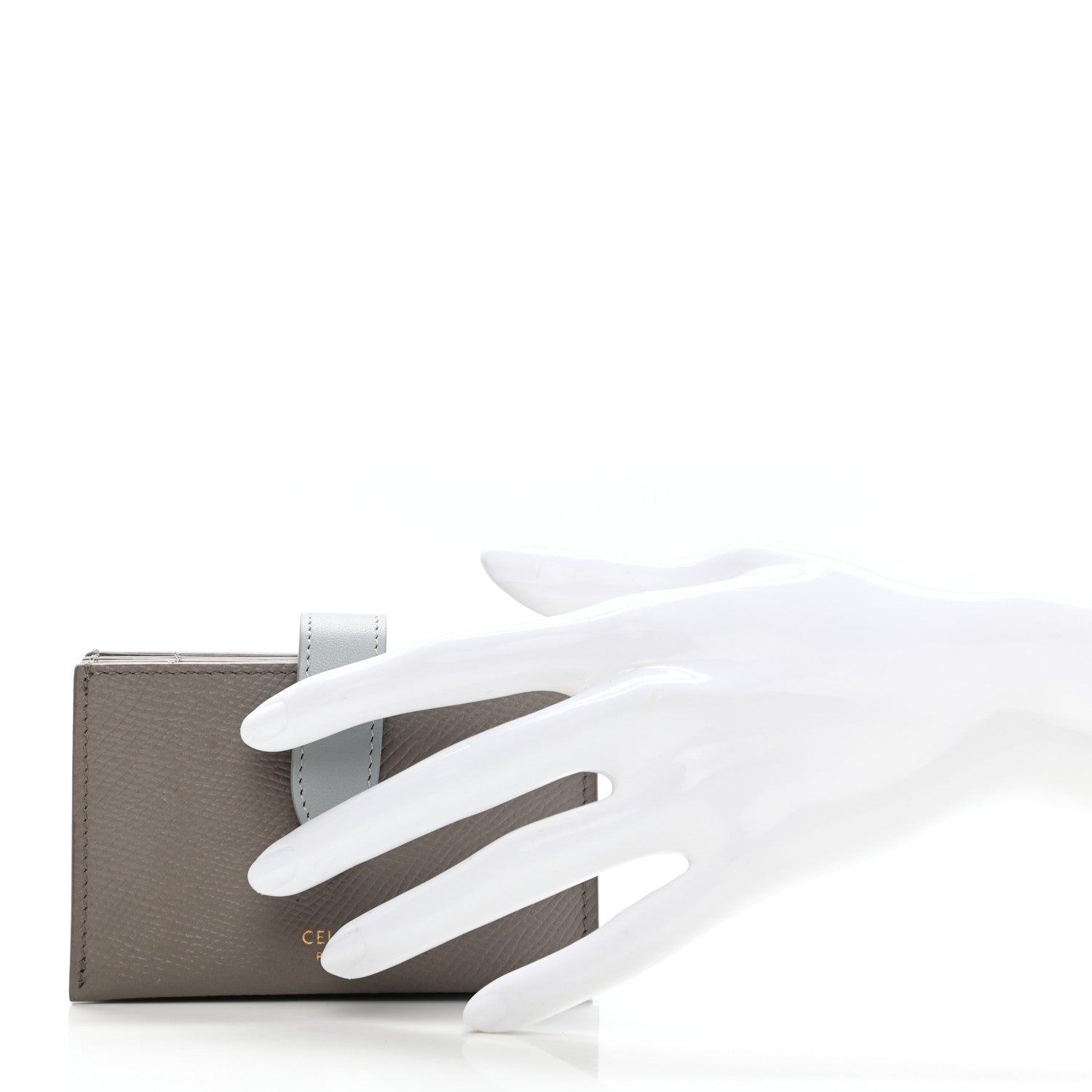 Celine Grained Calfskin Accordion Card Holder Grey 2 of 7