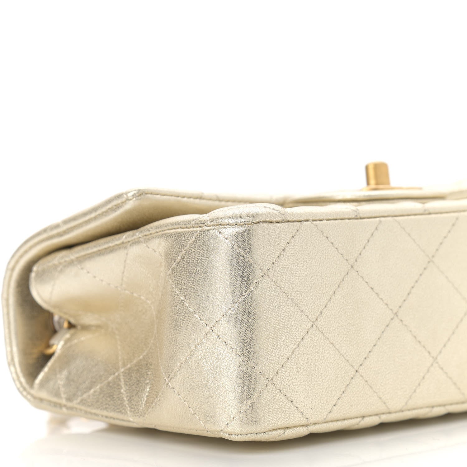 Chanel Metallic Lambskin Quilted Mini Rectangular Flap Gold 8 of 10