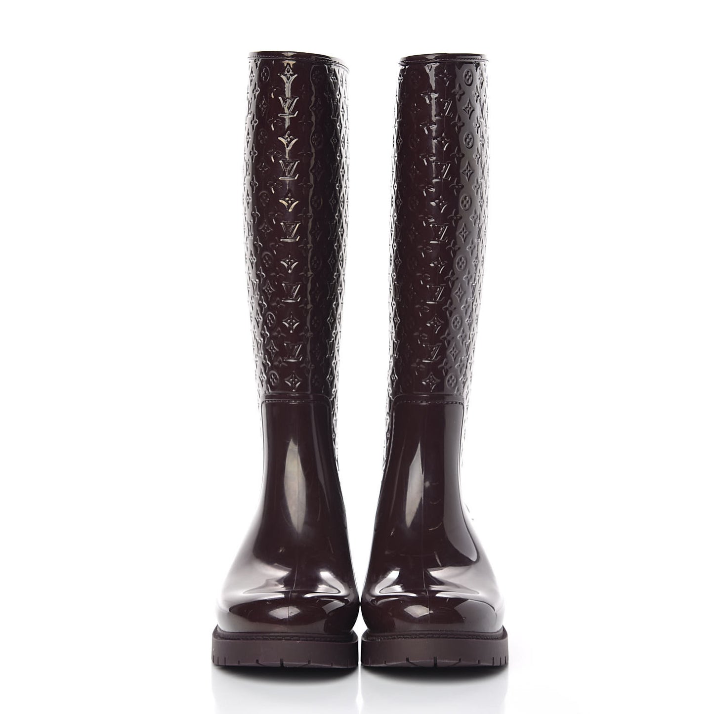 Rubber Embossed Monogram Splash Rain Boots 40 Brown