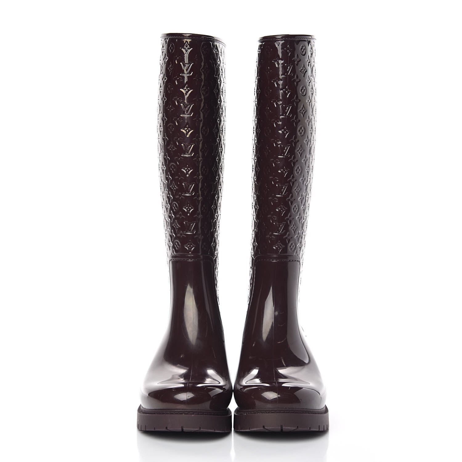 Louis Vuitton Rubber Embossed Monogram Splash Rain Boots 40 Brown 2 of 7