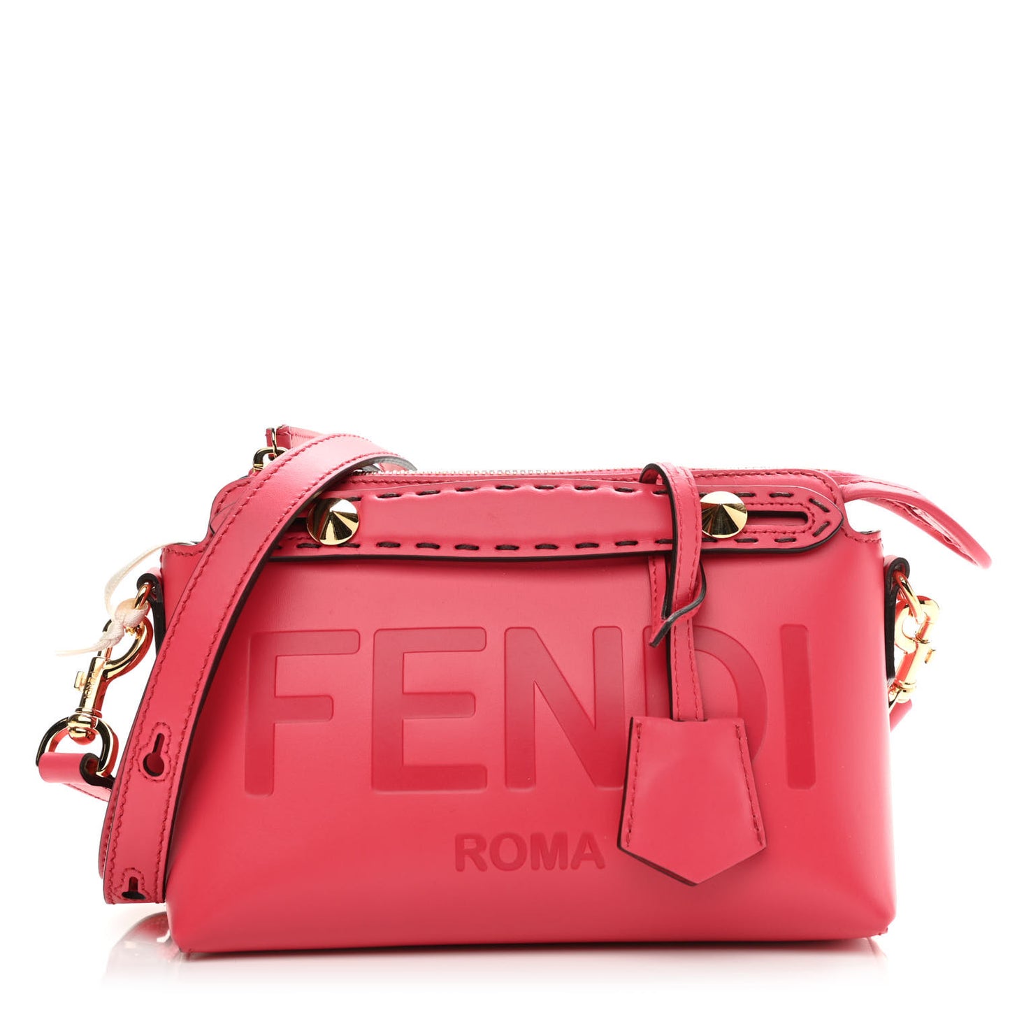 Vitello King Logo Embossed Mini By The Way Boston Bag Lampone