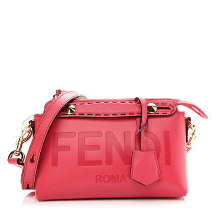 Fendi Vitello King Logo Embossed Mini By The Way Boston Bag Lampone 1 of 19