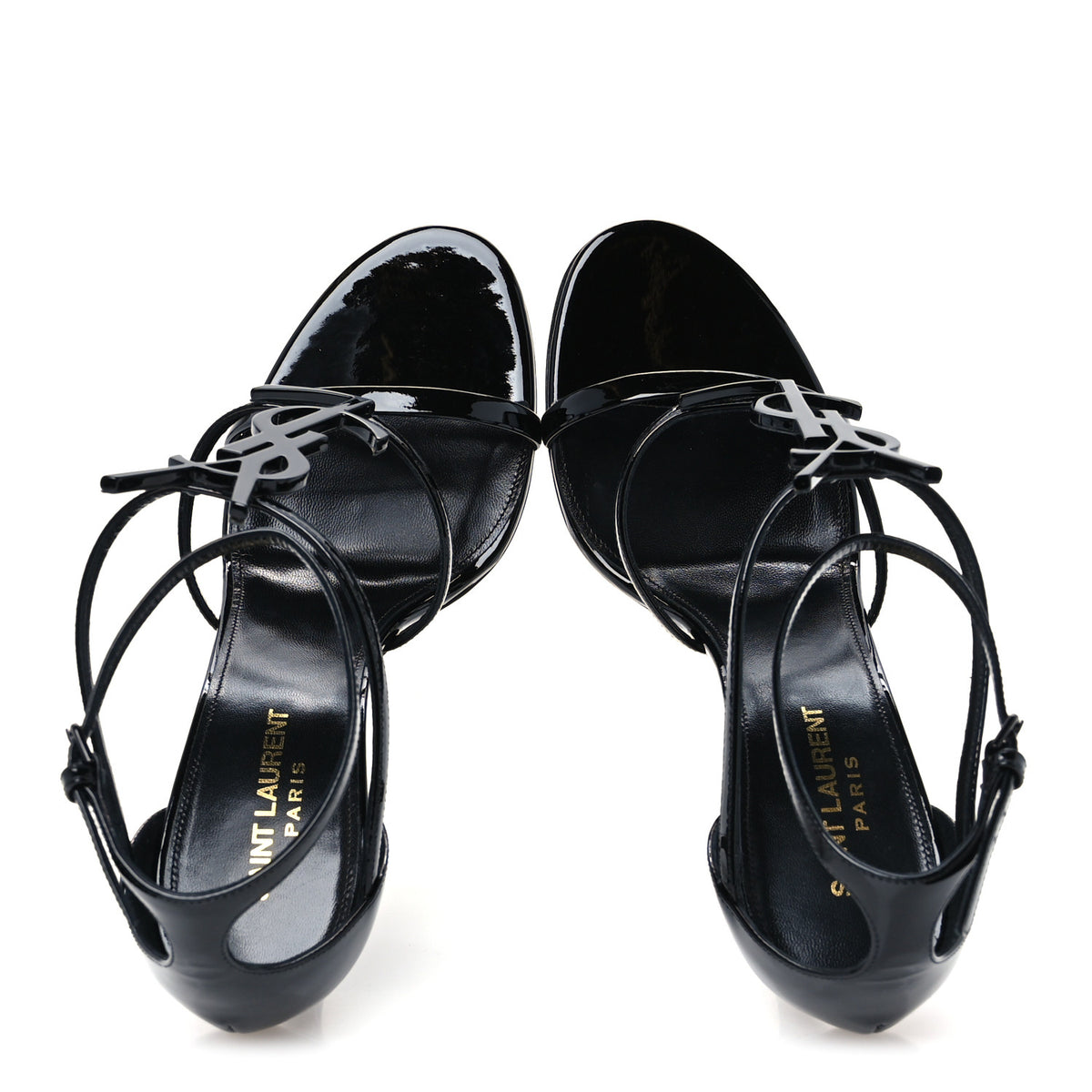 Saint Laurent Vernice Chiffon Cassandra 100 Ankle Strap Sandals 39 Black 2 of 10