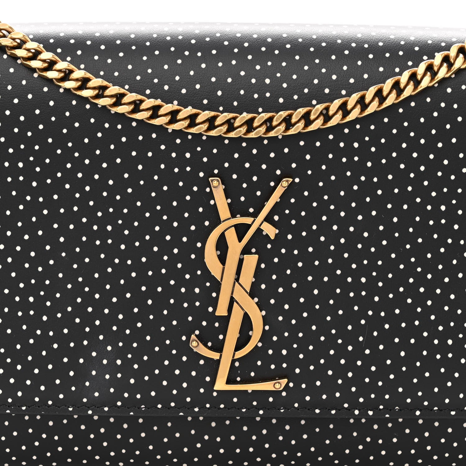 Saint Laurent Calfskin Polka Dot Print Medium Monogram Kate Satchel Black 8 of 10