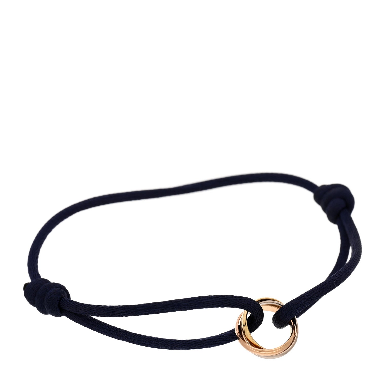 Cartier 18K Pink Yellow White Gold Trinity Adjustable Cord Bracelet Blue 1 of 3