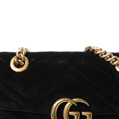 Gucci Velvet Matelasse Mini GG Marmont Shoulder Bag Black 8 of 13