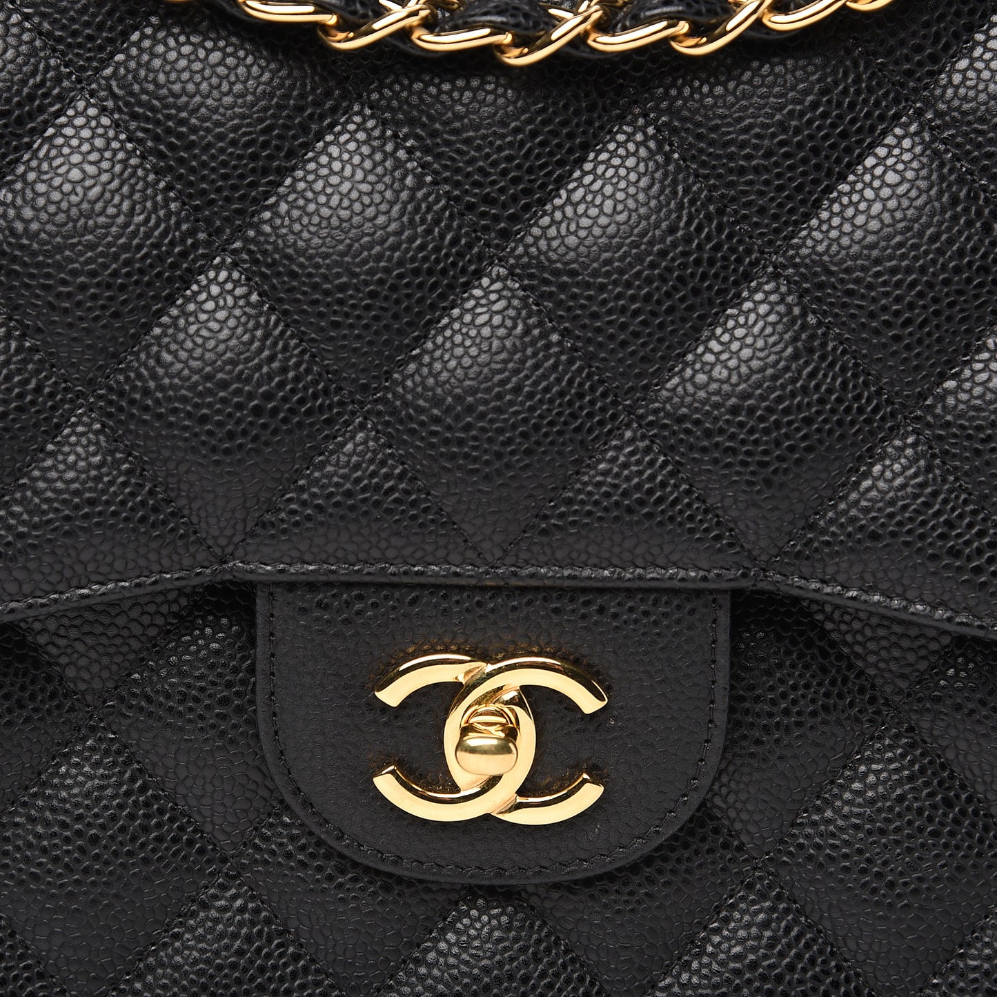 Caviar Quilted Jumbo Double Flap Black