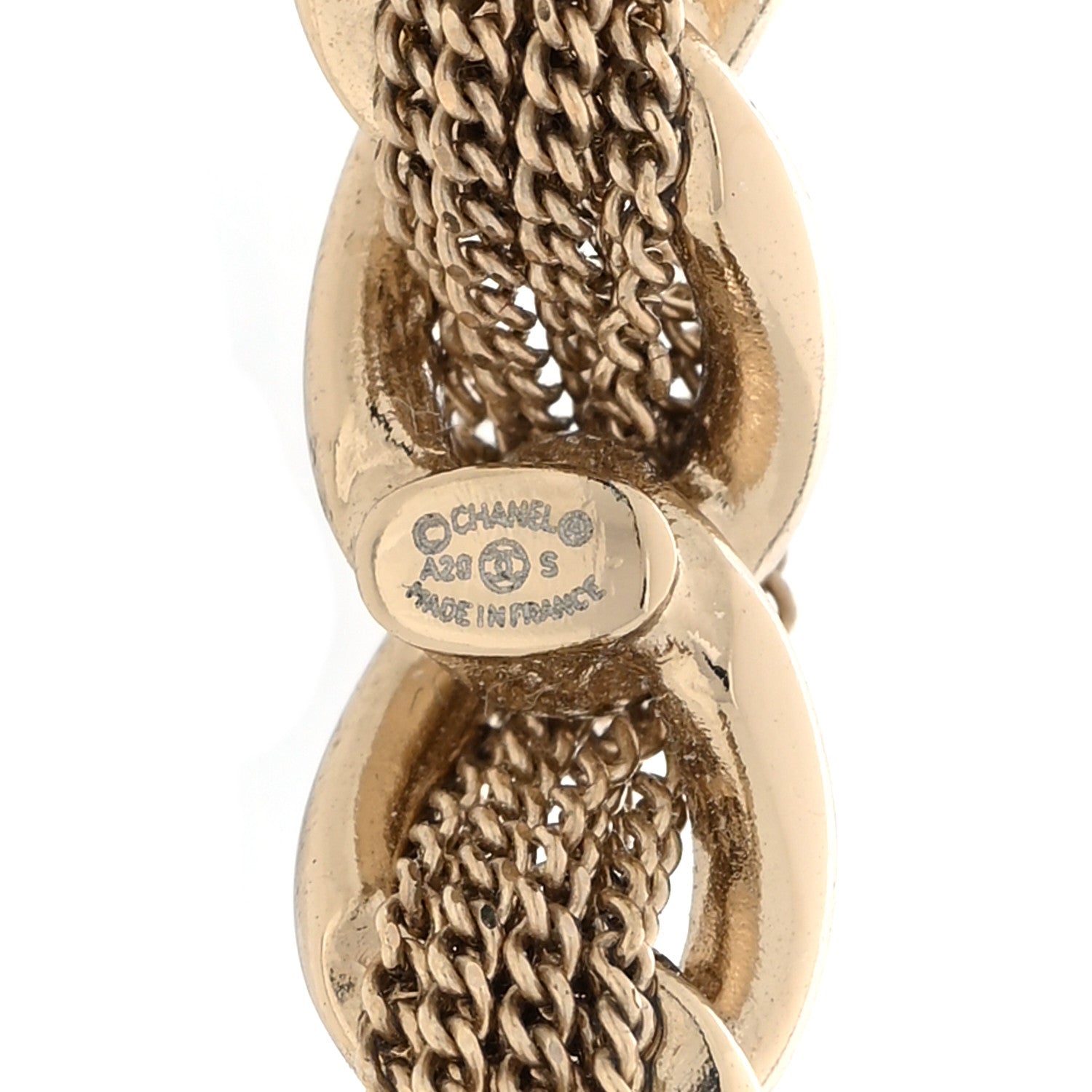 Chanel Lambskin CC Chain Hoop Earrings Gold Black 4 of 5