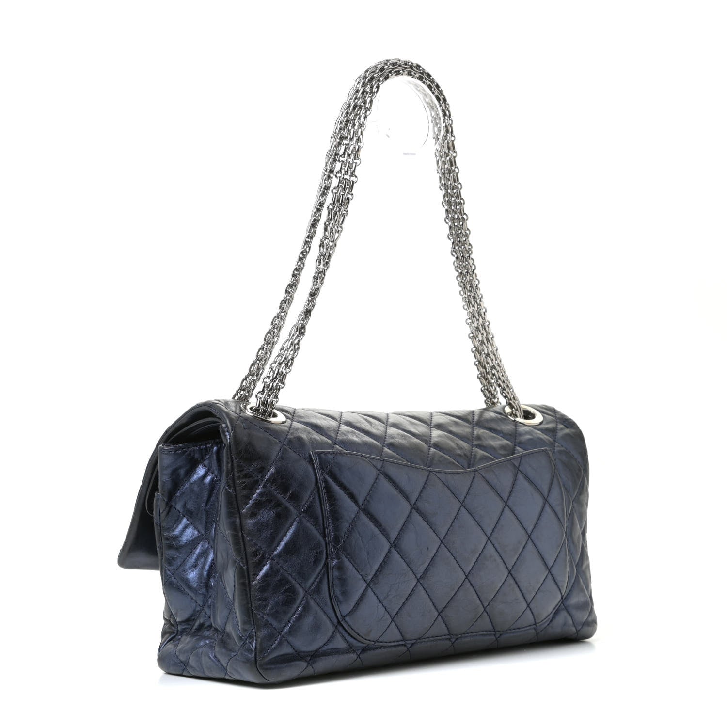 Chanel Metallic Aged Calfskin Quilted 2.55 Reissue 228 Flap Blue 2 of 8