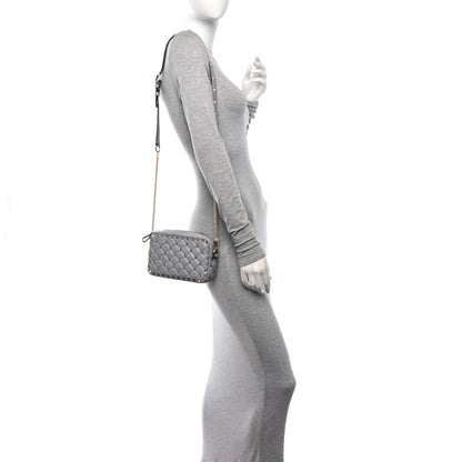 Valentino Garavani Craquele Nappa Rockstud Spike Camera Crossbody Bag Pastel Grey 2 of 9