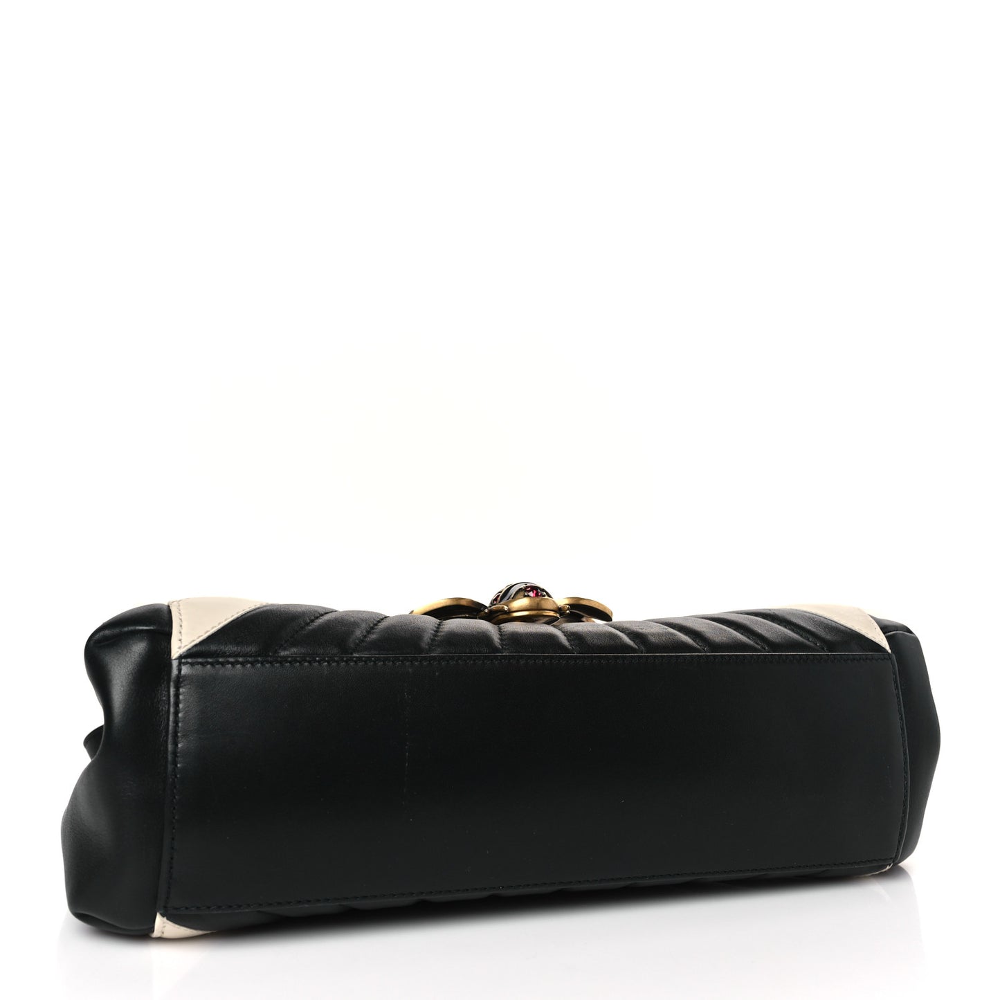 Calfskin Bamboo Trapuntata Queen Margaret Top Handle Bag Mystic White Black