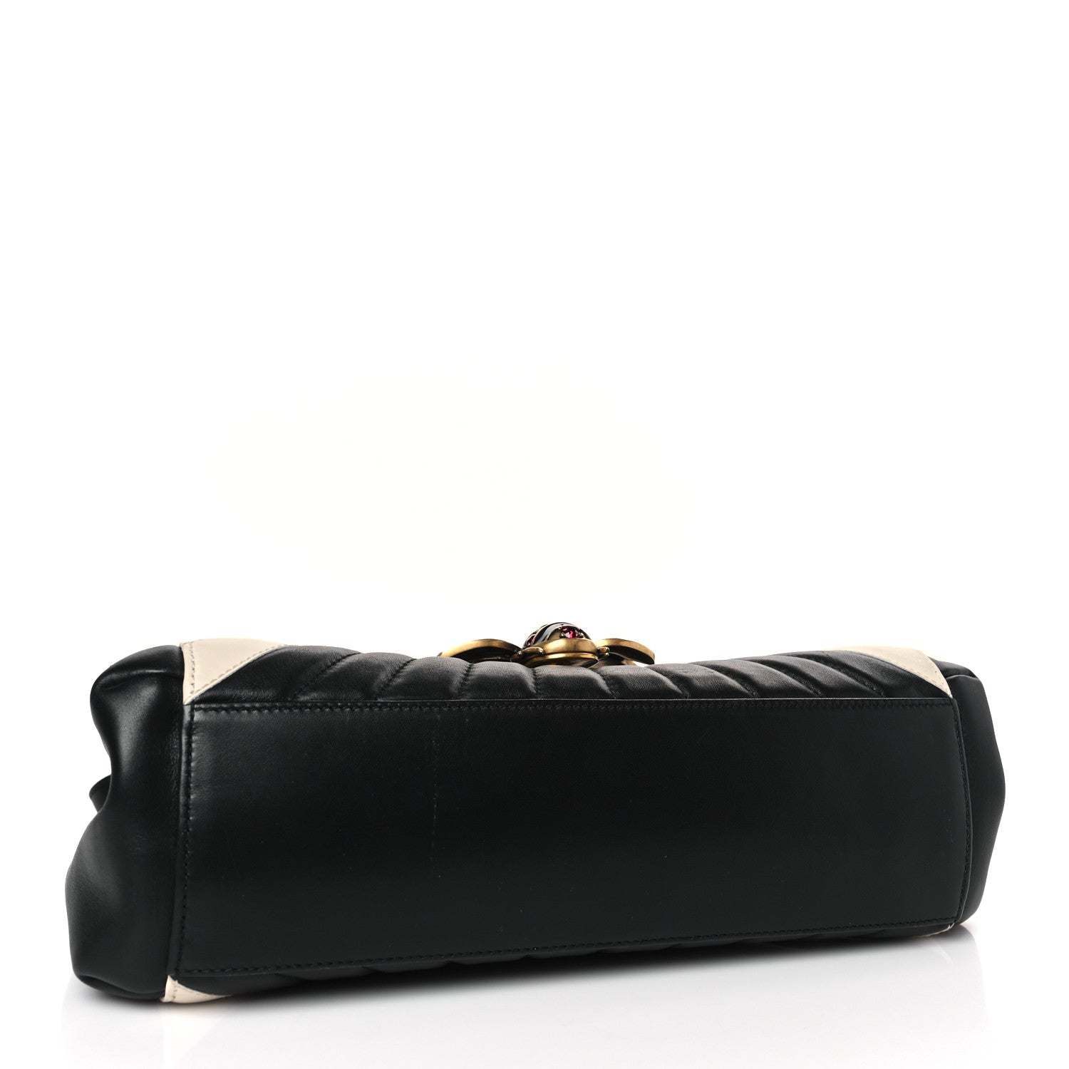 Gucci Calfskin Bamboo Trapuntata Queen Margaret Top Handle Bag Mystic White Black 4 of 9