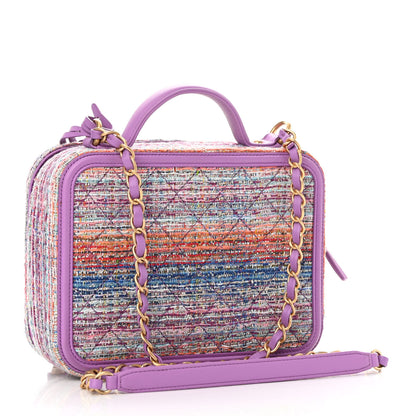 Chanel Tweed Quilted Medium CC Filigree Vanity Case Purple Multicolor 2 of 10
