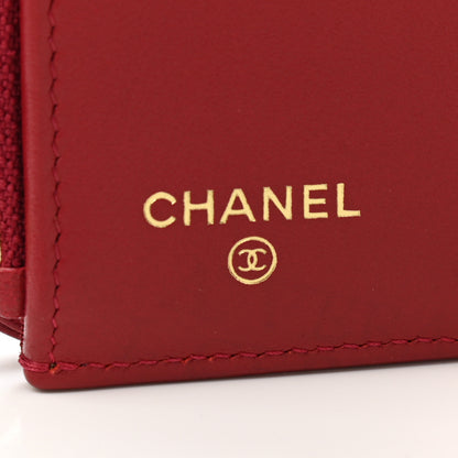 Chanel Shiny Goatskin Quilted Chanel 19 Compact Wallet Red 6 of 6