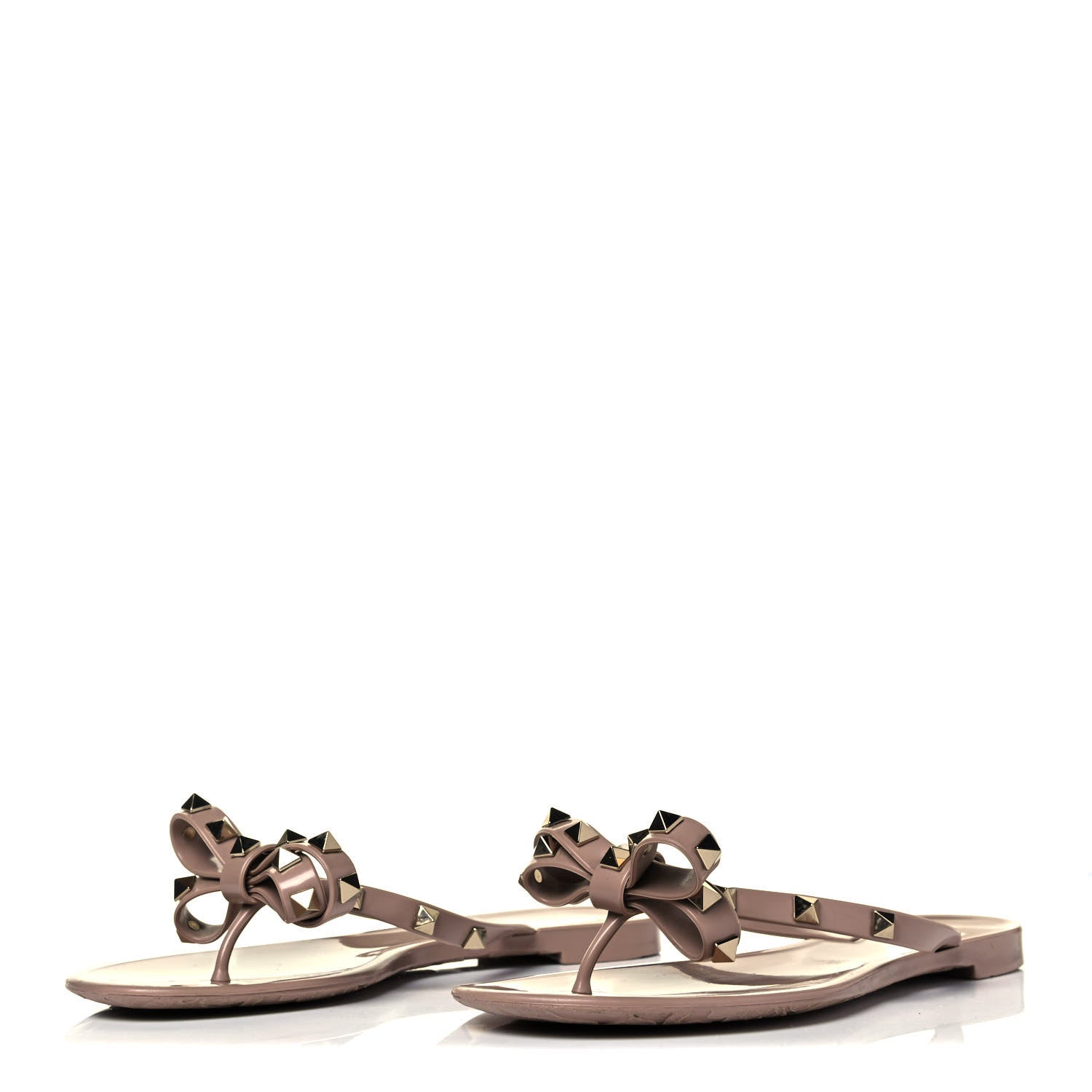 Valentino Garavani PVC Jelly Rockstud Bow Thong Sandals 37 Poudre 3 of 7